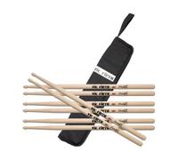 Vic Firth FS5B Freestyle 5B - Paquete de baquetas - 4 pares de baquetas extralargas de nogal americano con bolsa esencial para palos gratis, práctica, entrenamiento técnico, ensayo y uso de conciertos