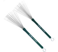 Vic FIrth - Split Cepillos de Tambor Retráctil - Alambre de acero de calibre medio - Mango de plástico verde