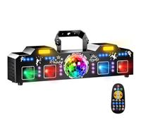 Vicalo Luces Discoteca Controlada por Música con DMX512, Estroboscopio, Luz UV & Bola Disco - Luces DJ para Club, Fiesta, Evento, Boda, Halloween