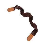 VICASKY 1 correa ajustable de algodón y lino con extremos de piel auténtica para ukelele y guitarra, cómoda correa de hombro café para un manejo y estilo óptimos