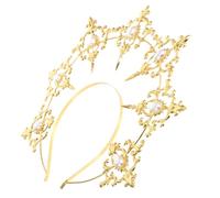 VICASKY 1 diadema de Halo de Nuestra Señora, diadema trenzada, diadema para invitados, diadema de pelo de estilo retro, diadema de hierro dorado