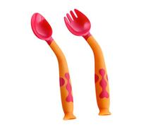 VICASKY 1 juego de cucharas de bebé flexibles para niños pequeños, vajilla ergonómica para comer por sí mismos, libre con ventosa, segura y duradera