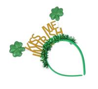 VICASKY 1 pieza Cheers diadema hoja verde accesorios de disfraz de oropel diadema gallina cosplay disfraces pom carnaval cabeza St Patricks Day Party Favor Accesorios para el pelo sombrero trébol paño