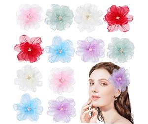 VICASKY 10 horquillas de malla para el pelo, diseño de flores para el pelo, tortuga, pinzas decorativas de fieltro, horquillas para el pelo, horquillas para el pelo, horquillas de malla