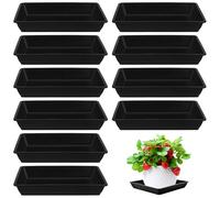 VICASKY 12 Piezas Bandejas para Macetas Cuadradas de Plástico Negro Base Resistente para Interiores y Hogar, Diseño Duradero Que Mantiene Limpia el Área