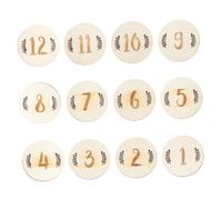 VICASKY 12 Tarjetas Mensuales para Bebés de Madera, Números Diseño de Hojas, Set de 12 Piezas para Fotografía de Recién Nacidos y Cumpleaños, Accesorio Creativo para Registro de Meses