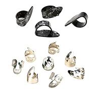 VICASKY 12piezas Funda De Acero Inoxidable Dedo Índice Púas Ajustables Para Pulgar y Dedo Púas Prácticas Para Guitarra y Ukelele Accesorios Para Instrumentos De Cuerda