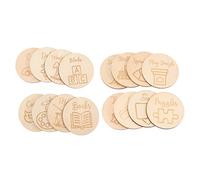 VICASKY 16 Piezas Etiquetas Para Organizar Juguete Para Niños Cajas Organizadoras Firmar Inconcluso Círculo Redondo Para Organizador De Juguetes Madera Madre Faro Alimento