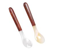 VICASKY 2 Cucharas Creativas de Concha Natural con Mango de Madera de Frutal para Café y Té, Diseño Único y Elegante para Aperitivos y Postres Varios estilos