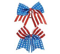 VICASKY 2 gomas para el pelo con diseño de rayas estrelladas suaves para el día de la independencia, cortezas prácticas para el uso diario