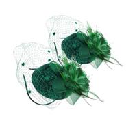 VICASKY 2 piezas Retro Head Flower Hair Accesorios Boda Pluma para Pequeñas Diademas Fiesta Plume Diadema Fiesta Fiesta Festival Diadema Tea Fiesta Cinta Cinta de Rejilla Verde