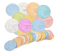 VICASKY 200 piezas pequeños juguetes para premios de niños dinero de juguete juguete de fiesta toma de decisiones tesoro juguete para niños juguete de monedas de plástico carnaval moneda suministros