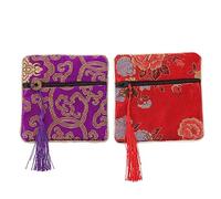 VICASKY 2piezas Monedero Bordado Elegante Bolsa Delicada Para Uñas Pipa Porta Cinta Adhesiva Bolsa De Almacenamiento Para Guzheng Cremallera