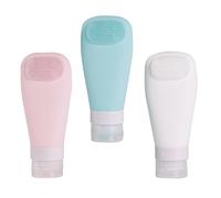 VICASKY 3 botellas vacías con cepillos y compacto para champú, loción y limpiador facial para viajes y actividades al aire libre, color leche