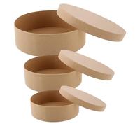 VICASKY 3 Cajas Redondas en Color Caqui con Tapa para Manualidades de Papel Kraft y Almacenamiento Versátil, Diseño DIY Ideales para Guardar Té, Dulces y Pinturas