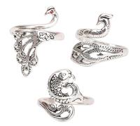 VICASKY 3 Piezas Anillos de Tejer Ajustables de Aleación Diseño Vintage y Forma de Animal para Crocheting y Proyectos Diy, Ajuste Cómodo y Suave