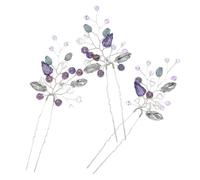 VICASKY 3 piezas de accesorios para el pelo de la novia, accesorios para el pelo, accesorios para el pelo de boda, diadema, varillas chinas, horquillas de diamantes de imitación de cristal plateado