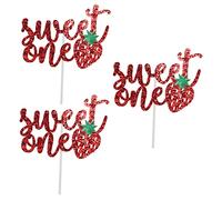 VICASKY 3 piezas de dibujos animados de frutas Cake Topper divertido postre de frutas para fiestas de cumpleaños y festividades para tartas y decoraciones de frutas