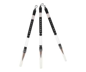 VICASKY 3 Piezas Pincel de Caligrafía Tradicional de Tinta China Punta Suave y Mango de Madera, Adecuado para Practicar Escritura y Dibujo en Papel y Seda