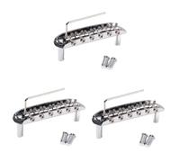 VICASKY 3piezas Puente De Guitarra Eléctrica De Metal Plateado Para Archtop y Semi Hollow Incluye Tornillos y Llave Accesorios De Instrumentos Musicales