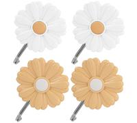 VICASKY 4 Ganchos Autoadhesivos para Pared Diseño de Margaritas, sin Taladro, Multiusos, Material Ps y Acero Inoxidable para Decoración de Baño y Hogar Color Aleatorio