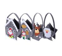 VICASKY 4 Piezas Bolsa de Caramelos Navideños de Fieltro Diseño Festivo | Espacio Amplio Patrón Impreso, para Dulces y Objetos Pequeños Bolsa de Mano, para Fiesta de Navidad Varios estilos
