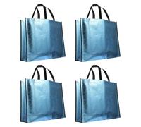 VICASKY 4 Piezas Bolsa Reutilizable para Obsequio y Compras Portátil con Asa, de Tela No Tejida Azul, Adecuado para Pan y Postres en Viajes al Aire Libre