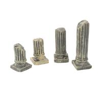 VICASKY 4 Piezas Decoración de Acuario Columna Romana Rota de Resina Beige | Aspecto Antiguo y Clásico, Detalles Fracturados, Segura para Peces, Adecuado para Plantas Acuáticas y Cangrejos