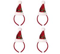 VICASKY 4 Piezas Diadema Navideña Roja de Tela Diseño de Gorro de Papá Noel, Accesorio Cabello Ambiente Festivo Adecuado para Fiestas y Celebraciones