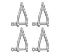 VICASKY 4 Piezas Grillete de Torsión Marina de Acero Inoxidable 4mm para | Pasador Roscado, Diseño de Horquilla, Uso en Amarre y Pesca, Color Plata, para Embarcaciones y Muelles