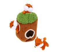 VICASKY 4 Piezas Set de Juguetes Chirriantes de Felpa para Perros Formas de Animales Naranja, Ideales para Entrenamiento y Salud Dental Función de Esconder y Buscar