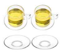 VICASKY 4 Platos Platillos Redondos de Vidrio Transparente para Café y Aperitivos, Alta Durabilidad, No se Deforman, Ideales para Hogares y Salas de Yoga Reutilizable