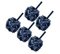 VICASKY 5 Bolas de Baño Negras de Carbón Vegetal de Bambú Colgador para Drenaje, Esponjas Suaves de Pe para Limpieza Corporal y Accesorios Prácticos de Ducha