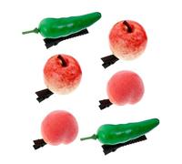 VICASKY 6 horquillas de frutas simuladas coloridas pequeñas rosas para peinar plátanos para cabello fino, pinzas de plátano para el cabello verde, accesorios para el cabello para niñas pequeñas