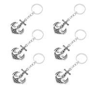 VICASKY 6 Piezas Llavero de Ancla Metálico Plateado Diseño Compacto y Aleación de Zinc, Colgante Náutico Adecuado para Regalos en Fiestas y Recuerdos de Boda