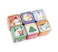 VICASKY 6piezas Caja de Obsequio de Hojalata Navideña Cuadrada para Almacenar Dulces y Galletas para Decoración de Fiesta y Obsequio de Temporada