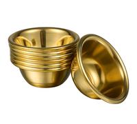 VICASKY 7 Piezas Vasos de Ofrenda Budista, Cobre y Latón, Amarillo | Estilo Tibetano Retro Clásico, Acabado Liso y Base Gruesa Pulida, para Templo