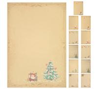 VICASKY 72 Hojas Papel de Carta Retro Navideño 12 Hojas de Papel Khaki | Escritura Suave y Papel Grueso, para Copiar Poemas y Ordenar Notas, Estilo Práctico
