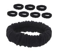 VICASKY 8piezas Coleteros Negros de Terciopelo para Cabello Grueso Elásticos Pequeños Cabello Coleteros Grandes sin Costuras para Uso Diario