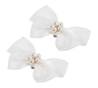 VICASKY Accesorios clips para zapatos con lazo grande y cuentas, hebillas metálicas decorativas para mujeres, ideales para bodas y eventos de ocio, 1 par