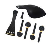 VICASKY Accesorios De Ébano Para Violín De Madera Relieve Cordal Clavijas De Afinación Mentonera y Pin De Apoyo Para Usar Conciertos o Práctica