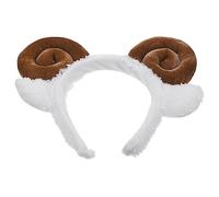 VICASKY Aro Pelo Orejas De Oveja y Cuernos Cafés, Banda Ajustable Para Tratamientos Faciales, Ejercicio y Uso Diario