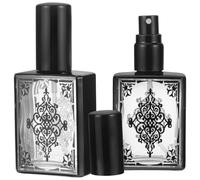 VICASKY Botellas para Aceites Esenciales de Vidrio Negro 15ml Diseño Pulverizador Portátil para Viaje 2 Piezas Reutilizables y Vacías