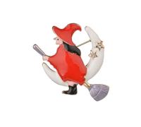 VICASKY Broche Diseño de Bruja y Luna de Bruja de Aleación Delicado Ligero y Decorativo Accesorio Navideño Elegante Adecuado para Navidad y Turismo