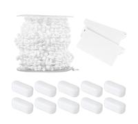 VICASKY Cadena Inferior para Persianas Verticales, 10m Plástico Blanco | 10 Hebillas de Cuentas y 2 Placas Inferiores, Enlace Estable para Reparación Rápida en Dormitorio