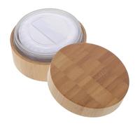 VICASKY Caja para polvo para polvo corporal con puf suelto contenedor de maquillaje en polvo compacto y suelto con colador para borlas de polvo caso bambú