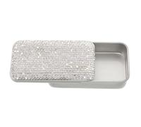 VICASKY Caja Portátil de Metal con Tapa Deslizante para Hilo Dental y Palillos, Diseño Moderno y Brillante en Color Plata para Uso Diario y Fiestas