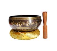 VICASKY - Cuenco sonoro para yoga, meditación, cuenco tibetano con mazo, terapia de sonido decorativa para el hogar, 9 5 cm