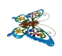 VICASKY Decoración de Pared de Jardín Colgante de Gecko Metálico en Hierro Forjado Diseño Artístico Acrílico Azul Mate Adorno para Exteriores y Manualidades Antiguas Adecuado para