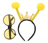 VICASKY Diadema de Abeja Amarilla Gafas para Disfraz, Accesorio de Fiesta y Cotillón, Material de Tela y Plástico, Adecuado para Carnaval y Cosplay
